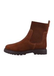 Light brown suede women's Chelsea boots BUTYD-1194-1G(Z26), side product view, on white background.