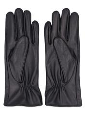 Women's black croco leather gloves REKDS-0001A-9G(Z26), product view from the back on a white background.
