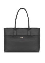 Women's black leather shopper bag TORES-0989-99(W24)-01