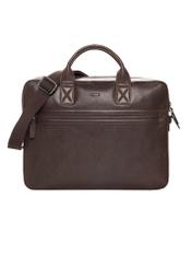 Brown leather men's bag TORMS-0459-1H(Z26), front product view on white background.