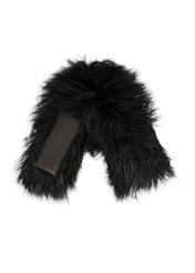 Black natural fur scarf SZADF-0034-99(Z25), folded product view on white background.