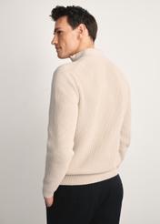 Beige men's sweater SWEMT-0175-80(Z25), product view from the back on the model. Half of the silhouette visible.