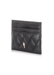 Black leather quilted card case PORES-0856-99(W23)-02