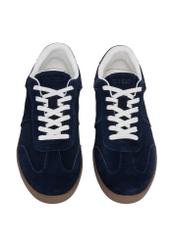 Navy blue suede men's sports shoes BUTYM-0567-7D(Z26), front product view on white background.