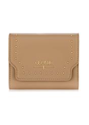 Beige women's wallet with rhinestones POREC-0379-82(W24)-01