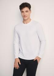 White men's long sleeve blouse LSLMT-0008-11(Z25), front view of the product on the model. Half of the silhouette visible.