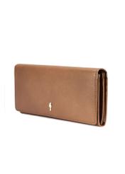 Large brown leather women's wallet PORES-0962-1F(W26), diagonal product view on white background.