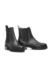 Women's black leather Chelsea boots BUTYD-1196-99(Z25), diagonal product view on a white background.
