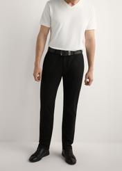 Black men's trousers SPOMT-0121-99(W26), front view of the product on the model, half of the silhouette visible.