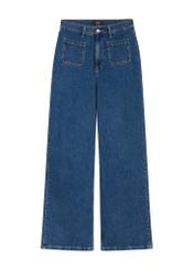 Blue women's denim pants JEADT-0014-7H(W26), front product view on white background.
