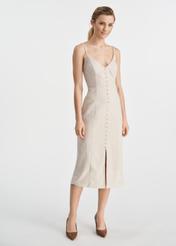 Beige linen midi dress SUKDT-0235-81(W25)-02