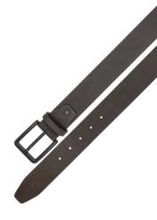 Brown suede men's belt PASMS-0281-1I(W26) - product view from above, on white background.