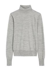 Women's gray wool turtleneck SWEDT-0255-91(Z25), front product view on white background.