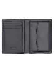 Black leather men's wallet PORMS-0723-9P(Z26), interior view on a white background.