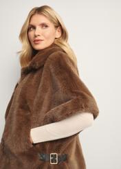 Brown women's vest KAMDP-0007-89(Z25), side view of the product on the model, half of the silhouette visible.