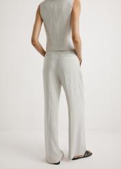 Women's wide-leg striped trousers SPODT-0123-0P(W26) - back view of the product, on a model, against a light background. Half of the silhouette is visible.