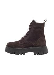 Women's suede ankle boots in brown color BUTYD-1289-1I(Z26), side view of the product on a white background.