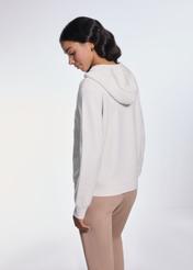 Beige women's sweater with hood SWEDT-0221-80(Z24)-03