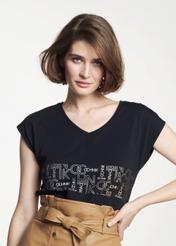 Czarny T-shirt damski z logo OCHNIK TSHDT-0062-99(W21)-01