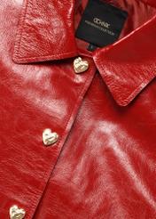 Red short women's jacket KURDS-0612-4B(W26), close-up of product detail on white background.