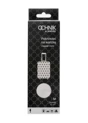 Medium polka dot suitcase cover AW-013-0007-0P-M(W26), front view of the product in the packaging.