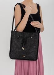 Black Women's Braided Handbag TOREC-0452-99(W21)-07