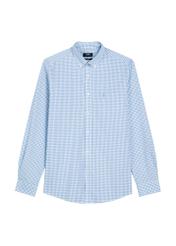Men's blue checkered cotton shirt KOSMT-0277-7B(W26), front product view on white background.