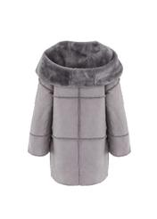 Szary kożuch damski oversize KOZDS-0016-4134(Z19)-05