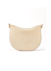 Cream braided leather messenger bag TORES-1109-12(W25)-05