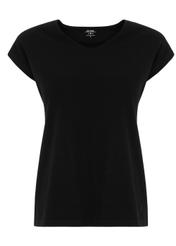 Czarny T-shirt basic damski TSHDT-0068-99(W21)-02