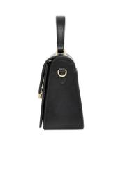 Small black monogrammed handbag TOREC-1292-9P(Z26), product view from the side on a white background.
