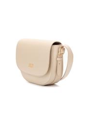 Beige leather women's messenger bag TORES-1122E-1B(W26), diagonal product view on white background.