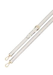 Cream women's waist bag with monogram TOREC-1157-0P(W26) - striped view, on a white background.