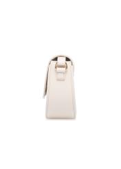 Cream leather small handbag TORES-1260-0B(W26), side product view on white background.