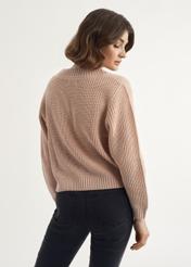 Light pink women's V neck sweater SWEDT-0162-33(Z23)-03