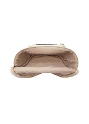 Cream women's waist bag with monogram TOREC-1157-0P(W26) - product view from above, on a white background.