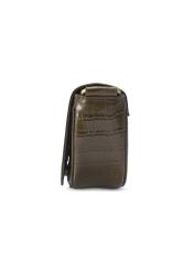 Semi-circular croco khaki women's handbag TORES-1328-8D(Z26) - side view of the product, on a light background.