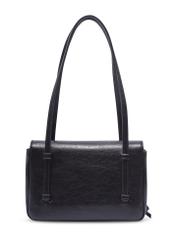 Small black women's handbag with bows TOREC-1379-99(Z26), back view of the product on a white background.