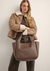 Brown classic women's shopper bag TOREC-1060-1H(Z26)