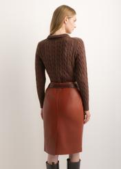 Brown cotton polo sweater for women SWEDT-0281-1H(Z26)