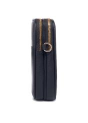 Black mini women's phone bag TOREC-1368-9I(Z26), product view from the side on a white background.
