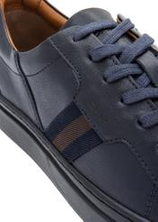 Navy blue men's leather shoes BUTYM-0430A-7E(W26), close-up of the product detail on a white background.
