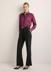 Women's burgundy shirt KOSDT-0172-4D(Z26), front view of the product on the model. Full body visible.