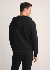 Men's black hoodie BLZMT-0074-99(Z25), back view of the product on the model. Half of the silhouette visible.