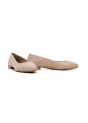 Dark beige leather women's ballet flats BUTYD-1049A-82(Z25), diagonal product view on white background.