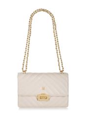 Cream quilted women's handbag TOREC-0528D-12(Z25), front product view on white background.