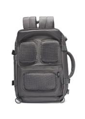 Graphite airplane backpack PLCMN-0017-9D(Z26), product view from the back on a light background.
