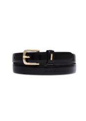 Black leather women's belt PASDS-0300-9F(Z26), front product view on white background.