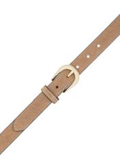 Dark beige leather women's belt PASDS-0303-1C(W26) - product view from above, on white background.