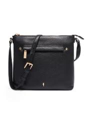 Black women's handbag made of natural pea leather TORES-1425-9I(Z26), front product view on a white background.